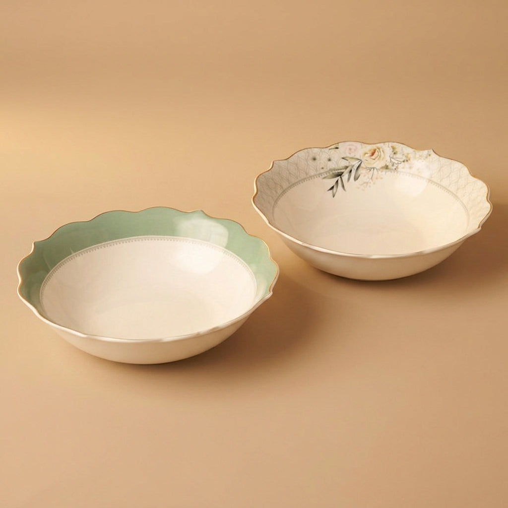 סט 2 קערות סלט עגול Alberta ירוק/אפור קוטר 23 ס"מ New Bone China