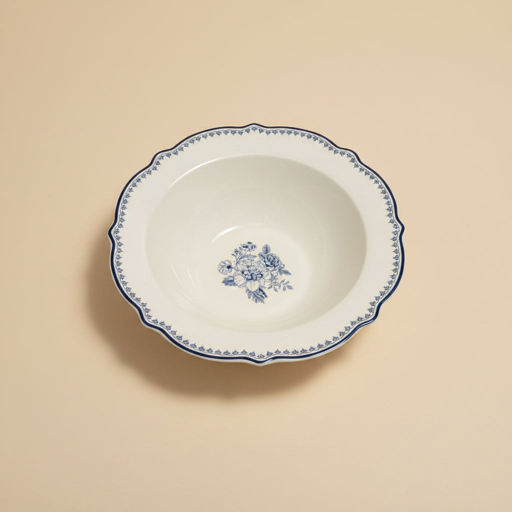 בלו רוז קערת סלט פורצלן בעיצוב פרחוני כחול – קוטר 25 ס"מ