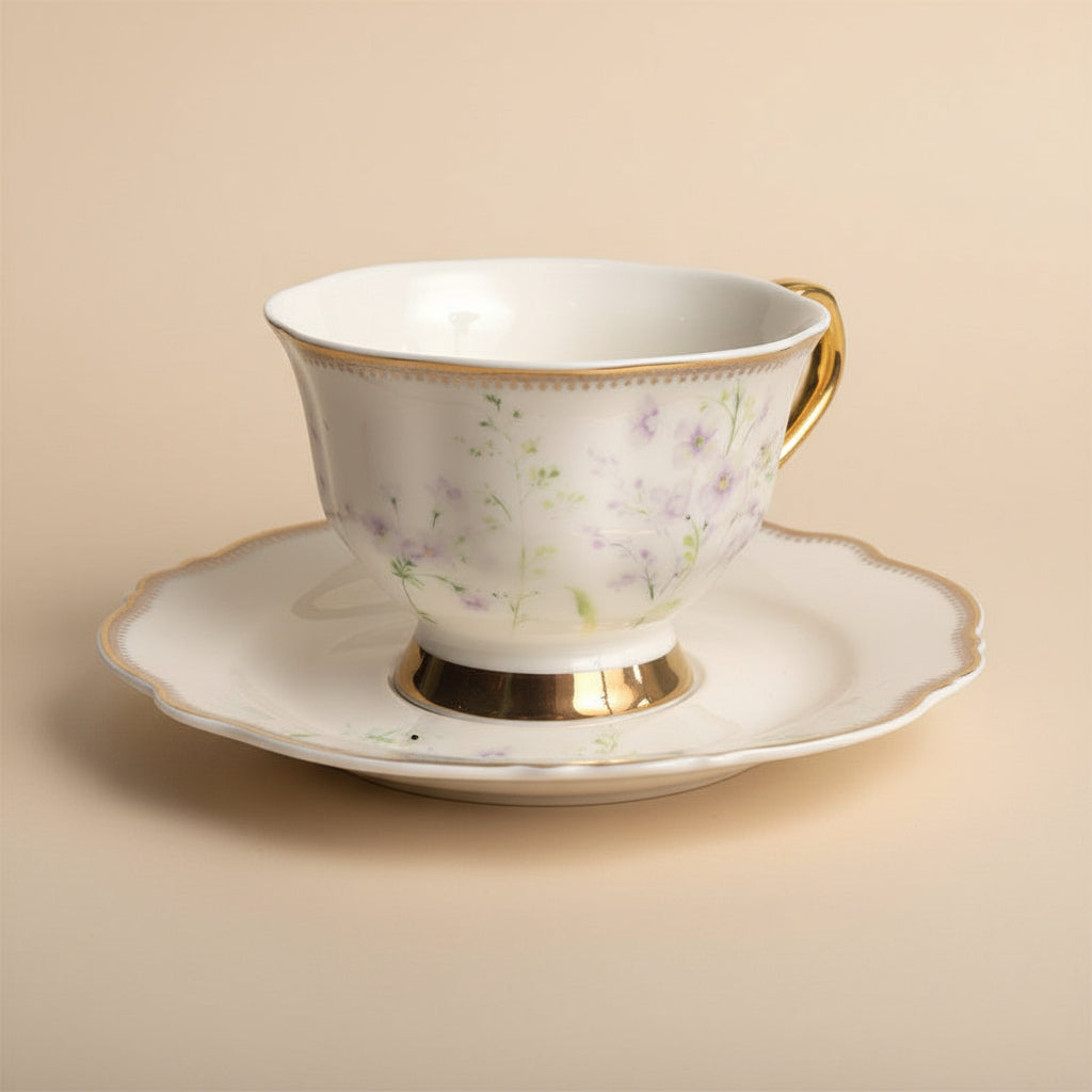 Lily לילך 180 מ"ל New Bone China  כוס תה/קפה+ תחתית