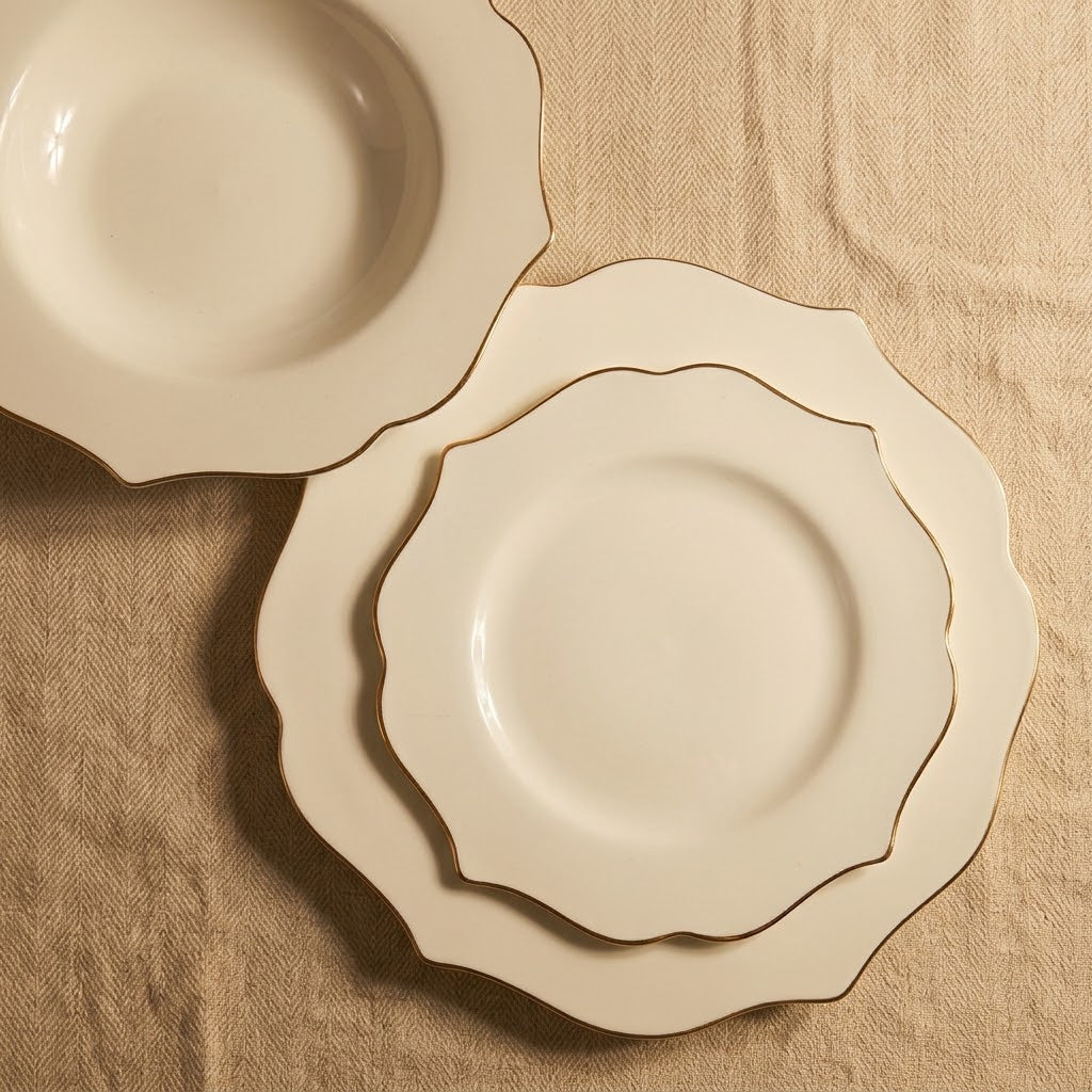 NEW BON CHINA סט 18 חלקים פורצלן פס זהב